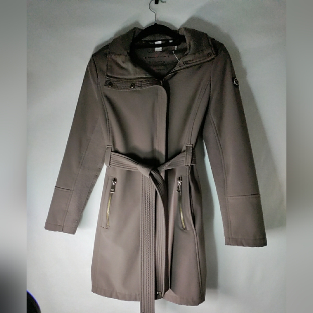 Calvin Klein Removable Hoodie  Water-Resistant Trench Coat - Size Medium M EUC